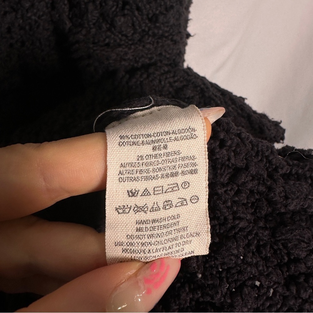 Free People Black Bouclé Textured Knit Sweater Oversized Slouchy Quiet Luxury Si - Picture 5 of 7
